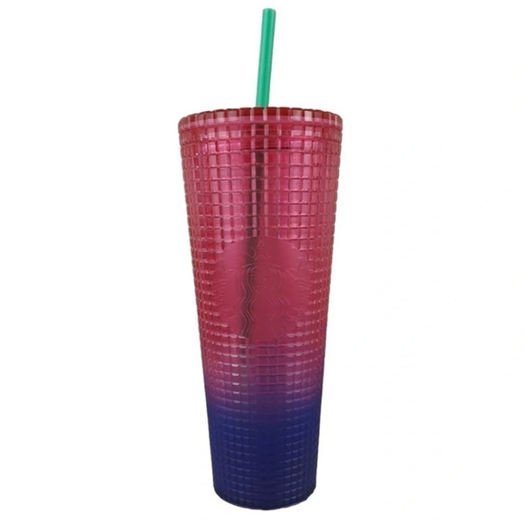 STARBUCKS Tumbler Cup 2022 Ltd Edition Watermelon Disco Grid Venti 24oz NWT - Picture 1 of 8